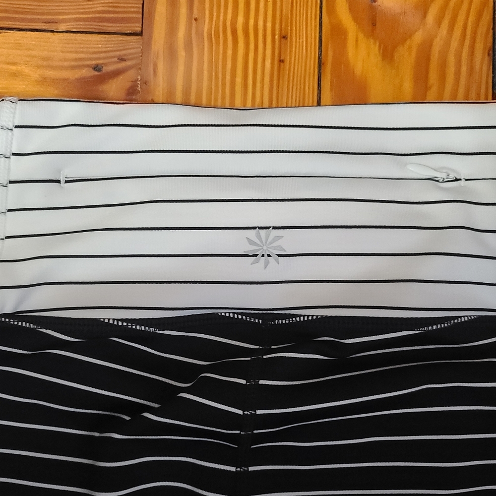 Athleta White & Black Striped Relay 2.0 Capri Leggings - Picture 13 of 15